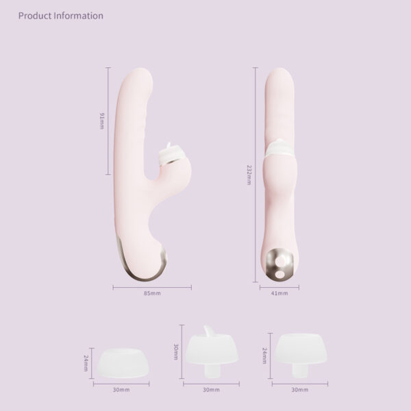 5-in-1 Thrusting & Licking Vibrator for Women – Interchangeable Heads, Suction, Tapping & Powerful Vibration W12