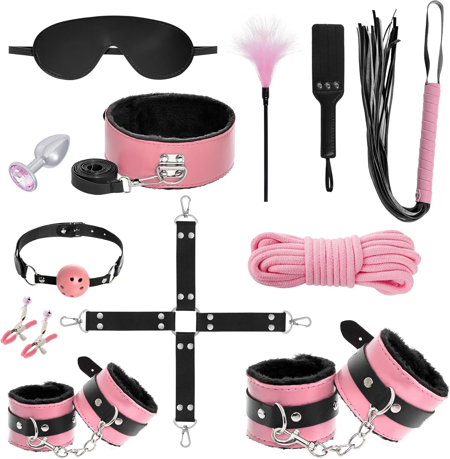 Leather Bondage Set — 12-Piece Restraint Kit for Couples CB02