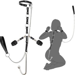 BDSM Restraint Set — Adjustable Collar, Handcuffs & Anal Hook CB08
