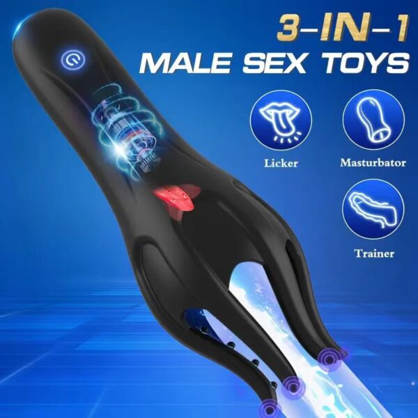 Automatic Male Masturbator – Tongue Licking, Vibration & Electric Stimulation Trainer MV01