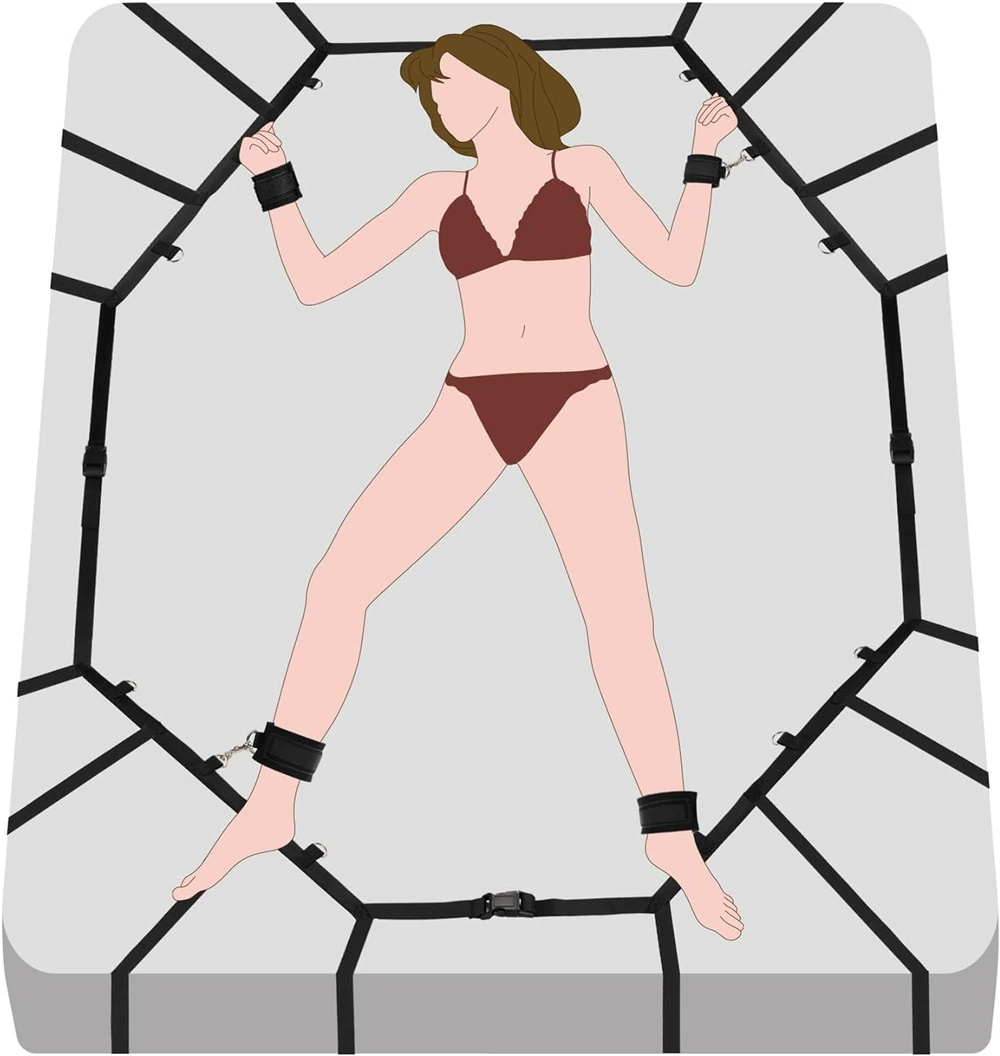 Bed Bondage Spider Web — Adjustable Restraints for Hands & Feet CB07