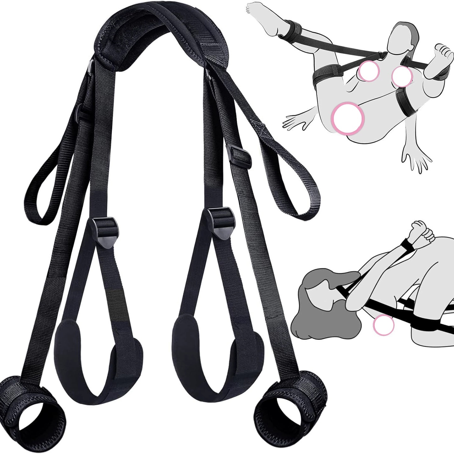 Position Restraint Straps with Handles — Adjustable Bondage Set for Couples