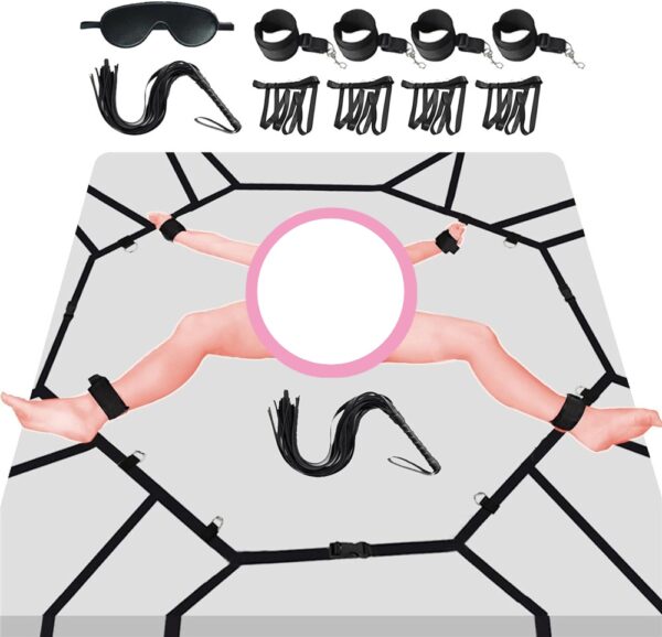 Bed Bondage Spider Web — Adjustable Restraints for Hands & Feet CB07