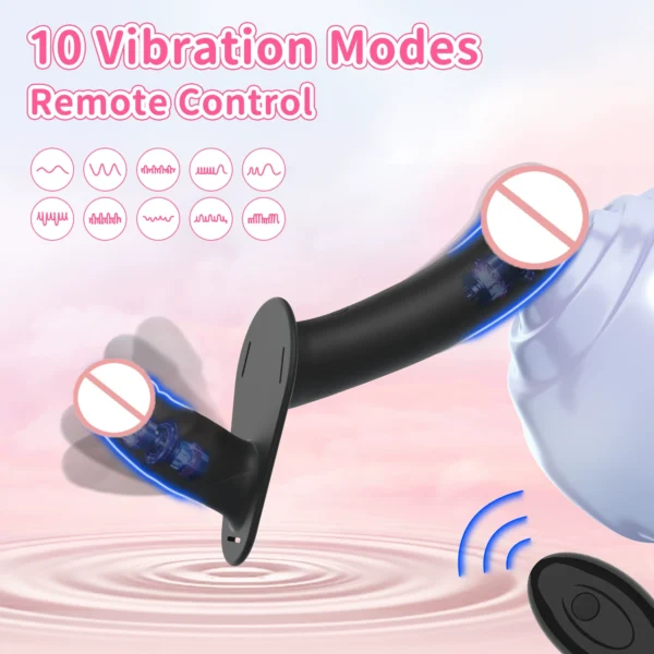 Strap-On Double-Ended Vibrator – 10-Mode Deep Pleasure Play CS02