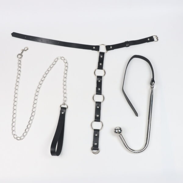 BDSM Restraint Set — Adjustable Collar, Handcuffs & Anal Hook CB08
