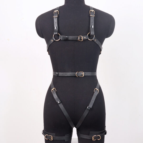 Leather Cut-Out Bondage Outfit — Stylish Fetish Wear for Women CB12