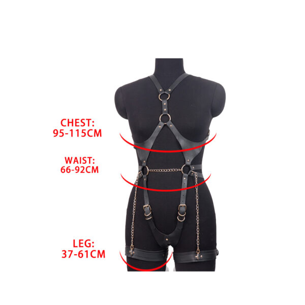 Leather Cut-Out Bondage Outfit — Stylish Fetish Wear for Women CB12