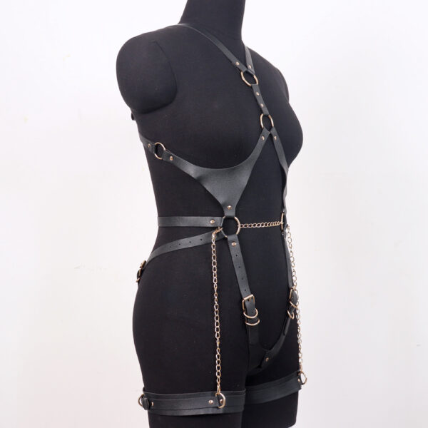 Leather Cut-Out Bondage Outfit — Stylish Fetish Wear for Women CB12