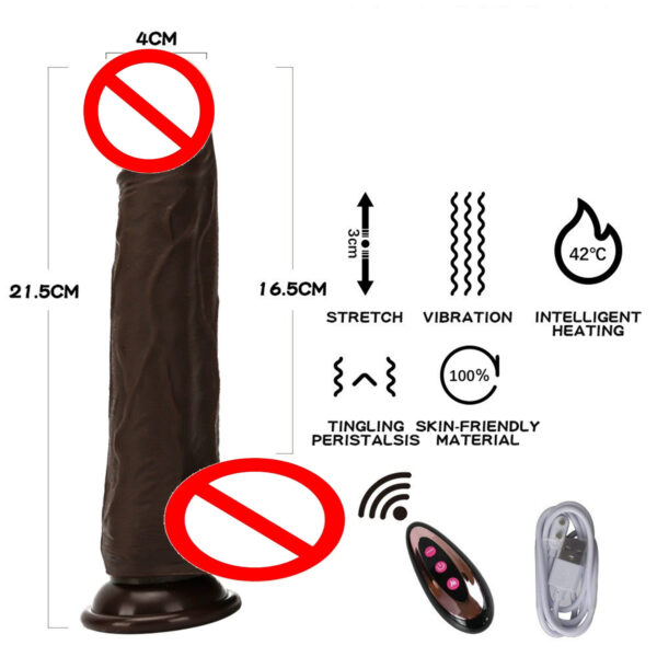 Automatic Telescopic Silicone Dildo – Heated & Vibrating WD09