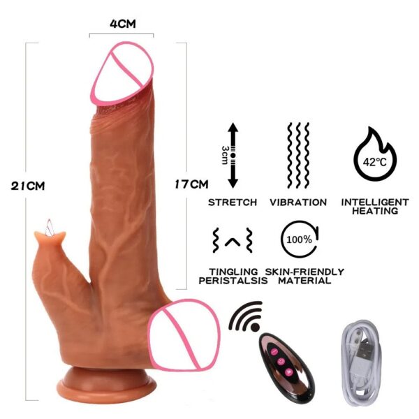 Automatic Telescopic Silicone Dildo – Heated & Vibrating WD09